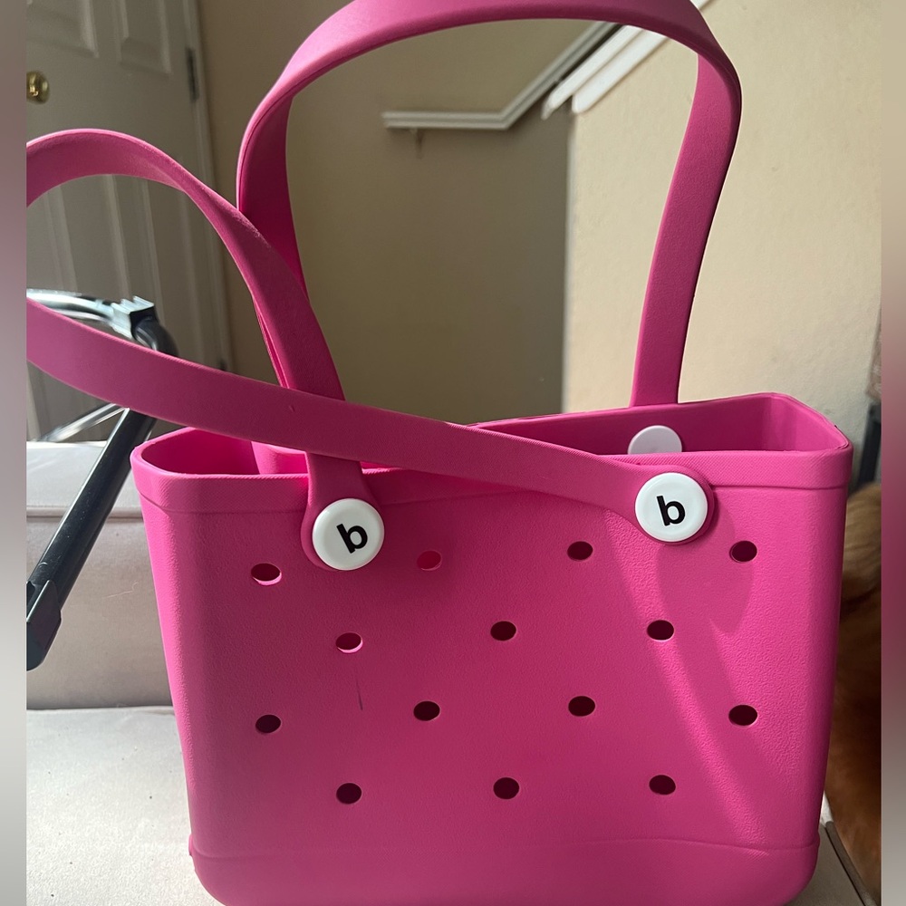BOGG BAG Pink Tote with Perforated Design with two accessories